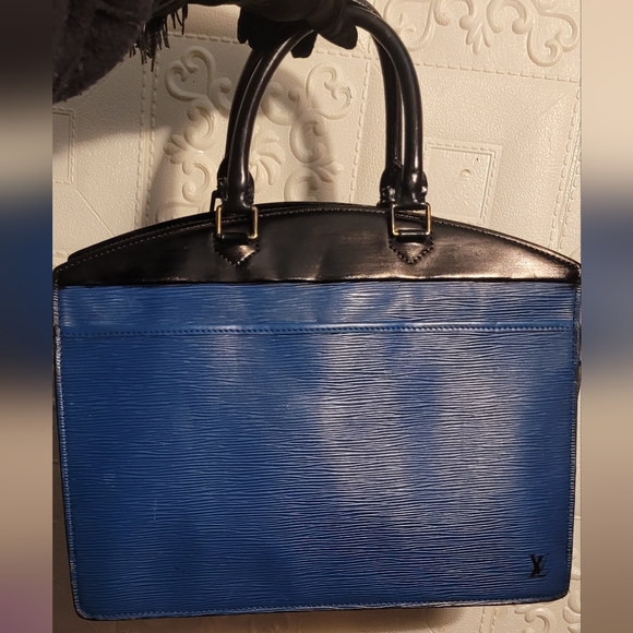 Louis Vuitton Epi Riviera Blue Black Briefcase Satchel Bag - Picture 1 of 12
